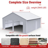 33FT × 25FT Metal Garage Barn Reinforced Steel Structure with Dual Doors