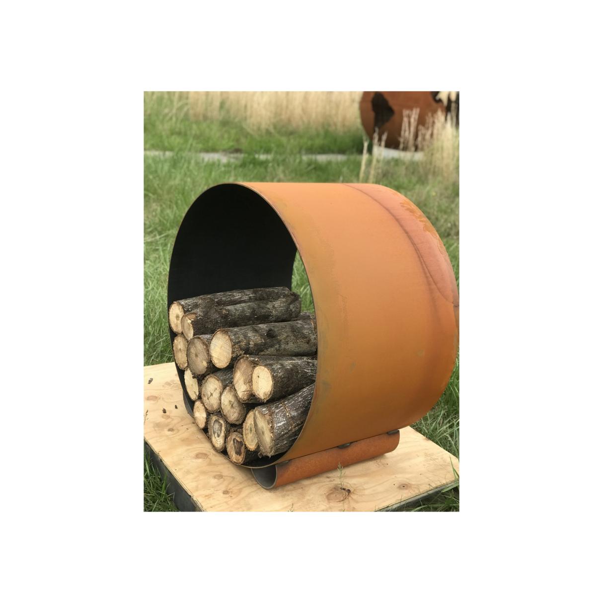 Fire Pit Art Orbital Log Wood Rack