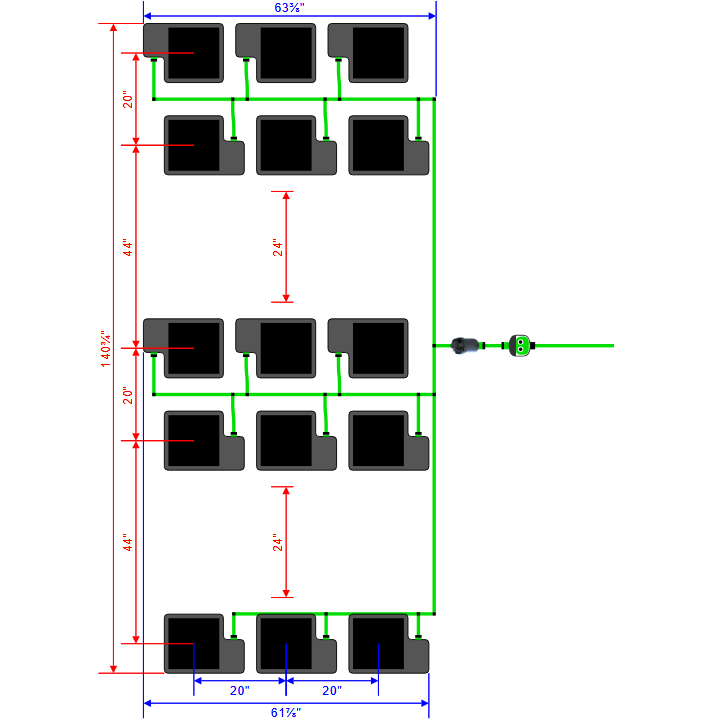 Alien Hydroponics EasyFeed 15 Pot 5 Row Kit