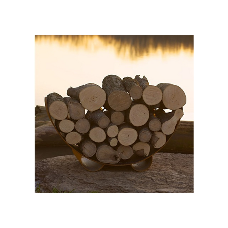 Fire Pit Art Crescent Log Wood Rack -  Carbon Steel