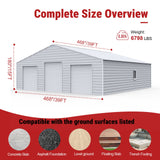 39FT × 39FT Metal Barn Heavy-Duty Steel Building with 3 Rolling Doors