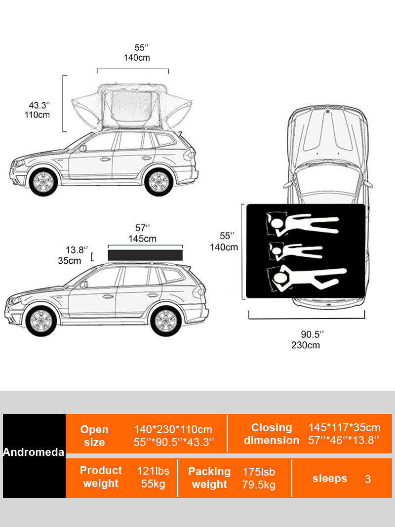 Naturnest Andromeda Car Roof Top Tent Soft Shell Khaki W1553132054