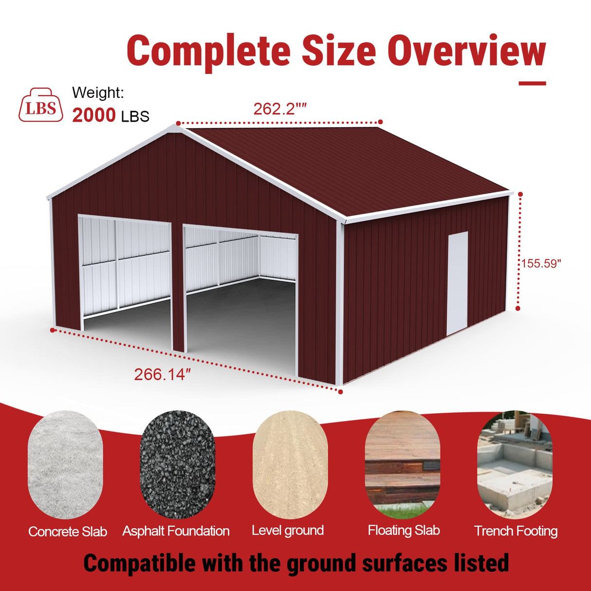 22FT × 23FT Double Garage Metal Storage Building K2223G