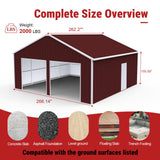 22FT × 23FT Double Garage Metal Storage Building K2223G