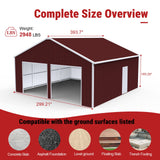 25FT × 33FT Heavy-Duty Metal Storage Shed Reinforced Steel Garage for Farm & Equipment Storage