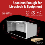 25FT × 12FT Metal Farm Shed Heavy‑Duty Steel Shelter for Driveway & Equipment
