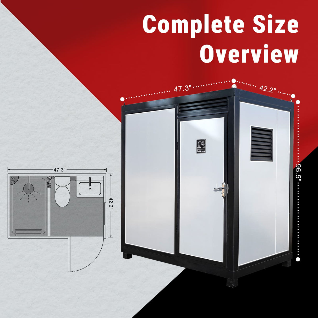 Portable Restroom with Shower Insulated All‑in‑One Steel Frame