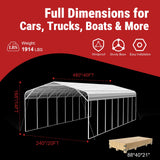40FT × 20FT Metal Carport Garage Weatherproof Steel Vehicle Shelter