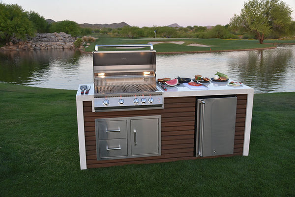 Kokomo Grills Professional Shiplap Built In Outdoor Kitchen with Waterfall Edge