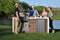 Kokomo Grills Professional Shiplap Built In Outdoor Kitchen with Waterfall Edge