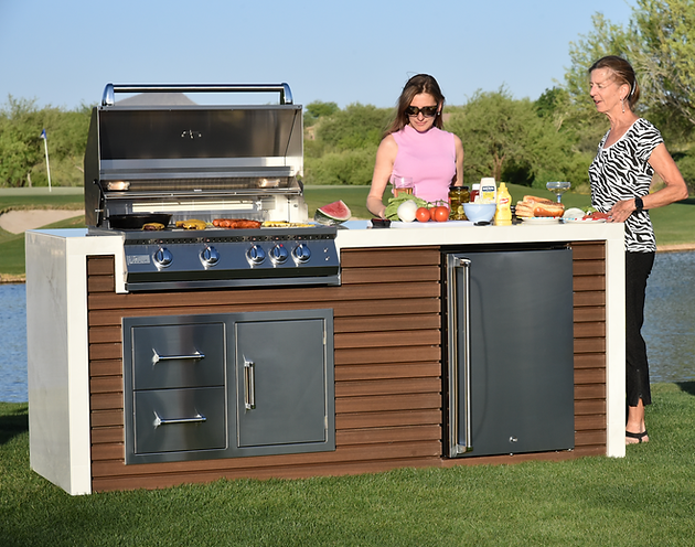 Kokomo Grills Professional Shiplap Built In Outdoor Kitchen with Waterfall Edge