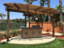 KoKoMo Grills St. John 7'6" BBQ Island W High Bar on three sides and Lights 4 Burner BBQ Grill