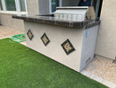 KoKoMo Grills St. John 7'6" BBQ Island W High Bar on three sides and Lights 4 Burner BBQ Grill