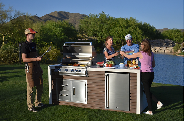 Kokomo Grills Professional Shiplap Built In Outdoor Kitchen with Waterfall Edge