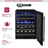 Allavino Reserva Series 100‑Bottle 34″ Tall Three‑Zone Black Stainless Steel Side‑by‑Side Wine Cooler Refrigerator 3Z‑BDW5034‑BS