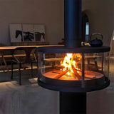HearthArtSinn Ember 3 Modern Indoor Round Glass Real Fire Fireplace