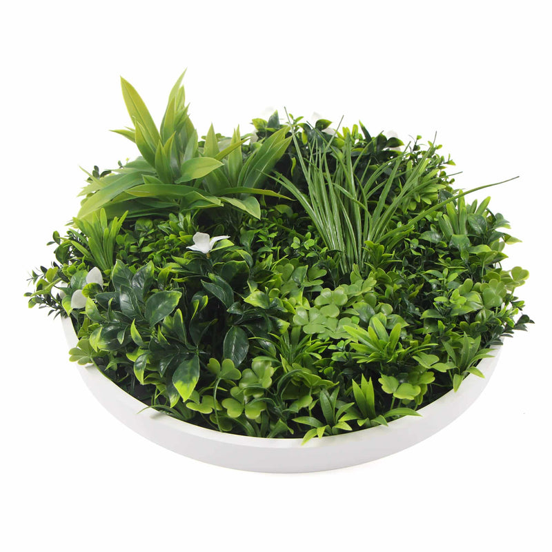 Designer Plants USA Slimline Flowering White Artificial Green Wall Disc UV Resistant 40"