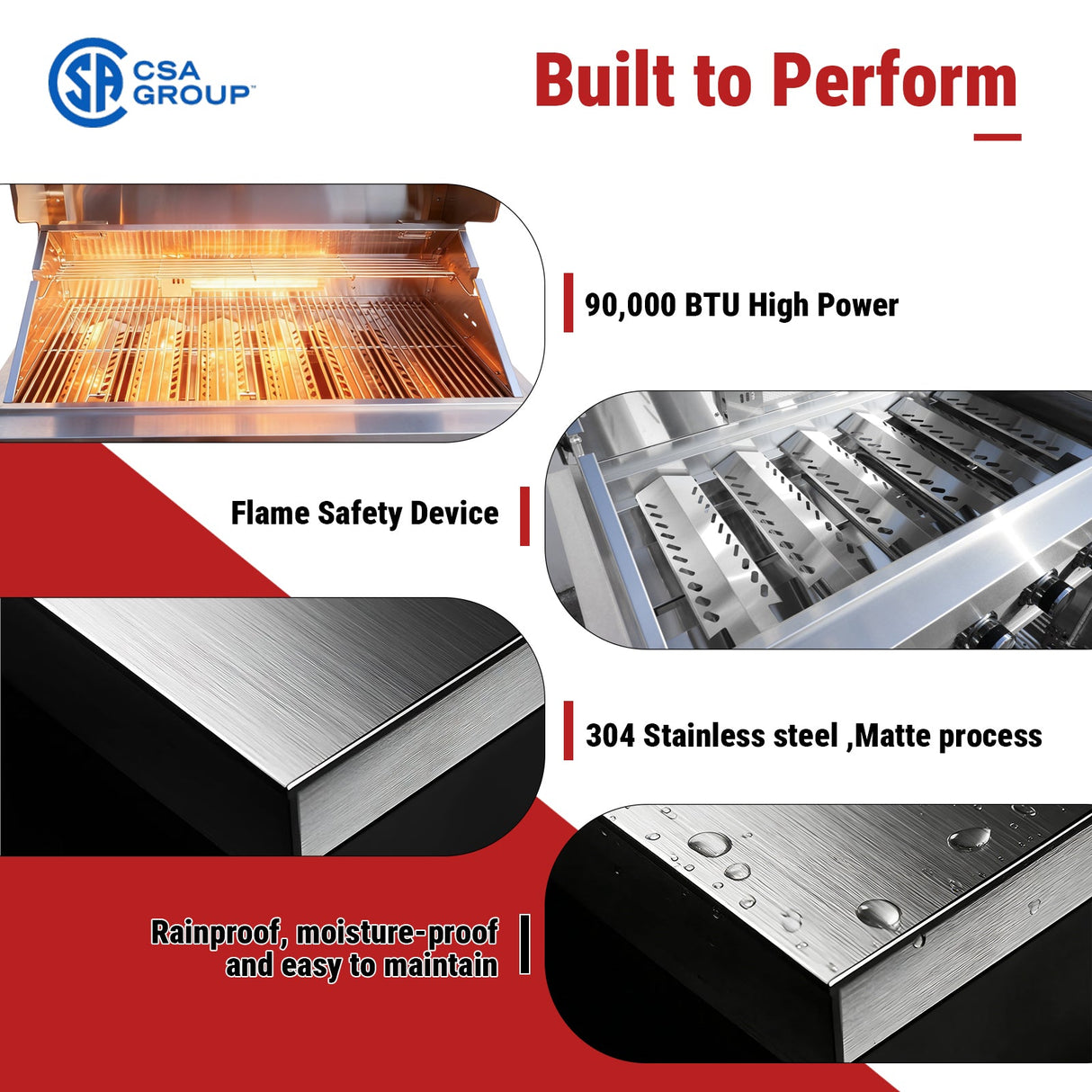 Outdoor Kitchen Station Gas Grill Stainless Steel Built-In Sink Rotisserie