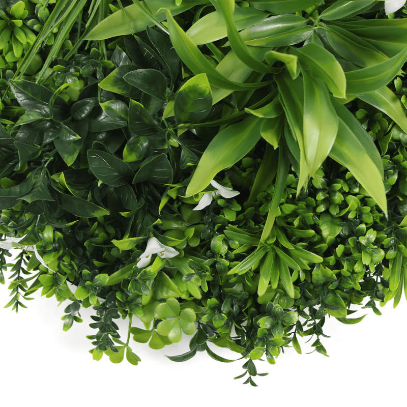 Designer Plants USA Luxury Artificial Green Plant Wall Circle 30" Black Frame UV Resistant