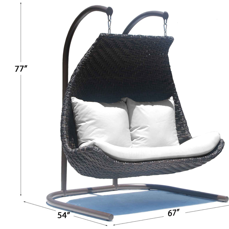 Skyline Design Celeste Double Hanging Chair with Frame and Sunbrella Cushions