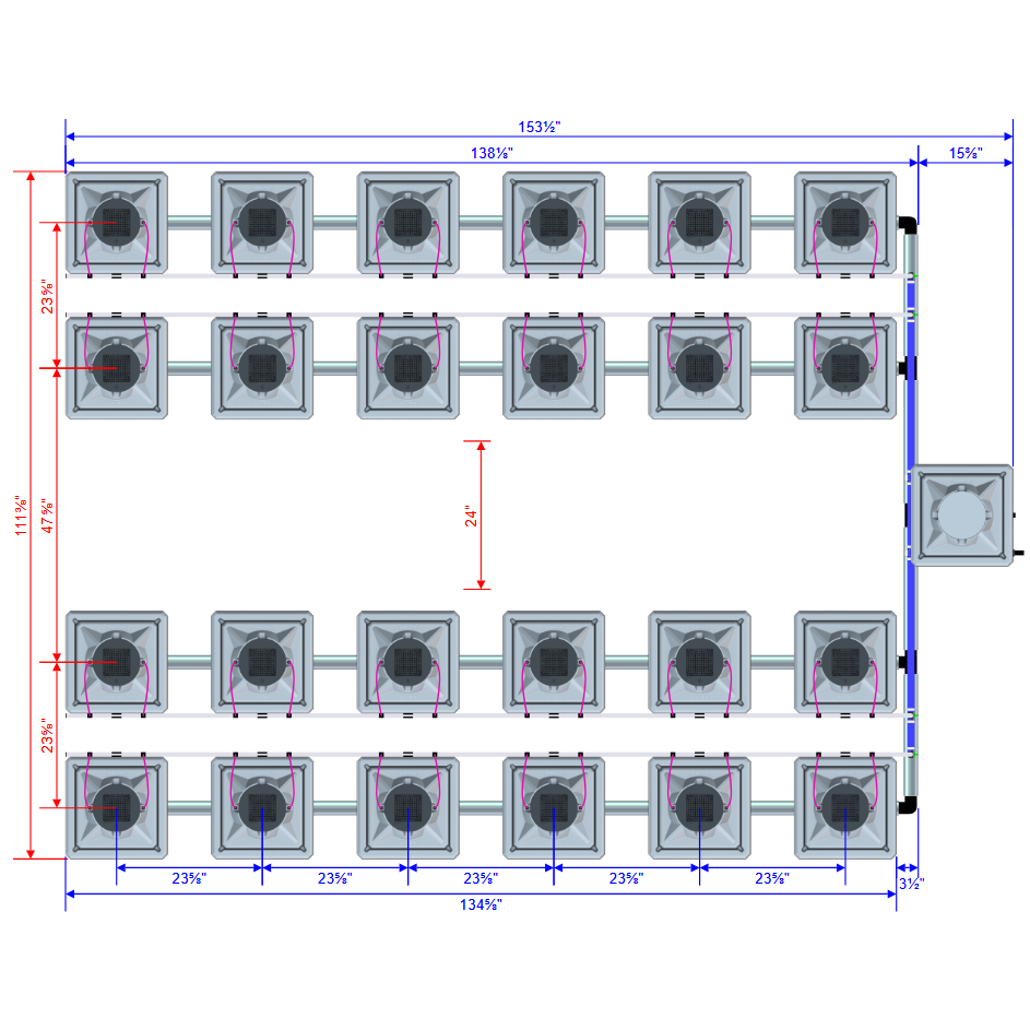 Alien Hydroponics AERO 24 Pot 4 Row Kit