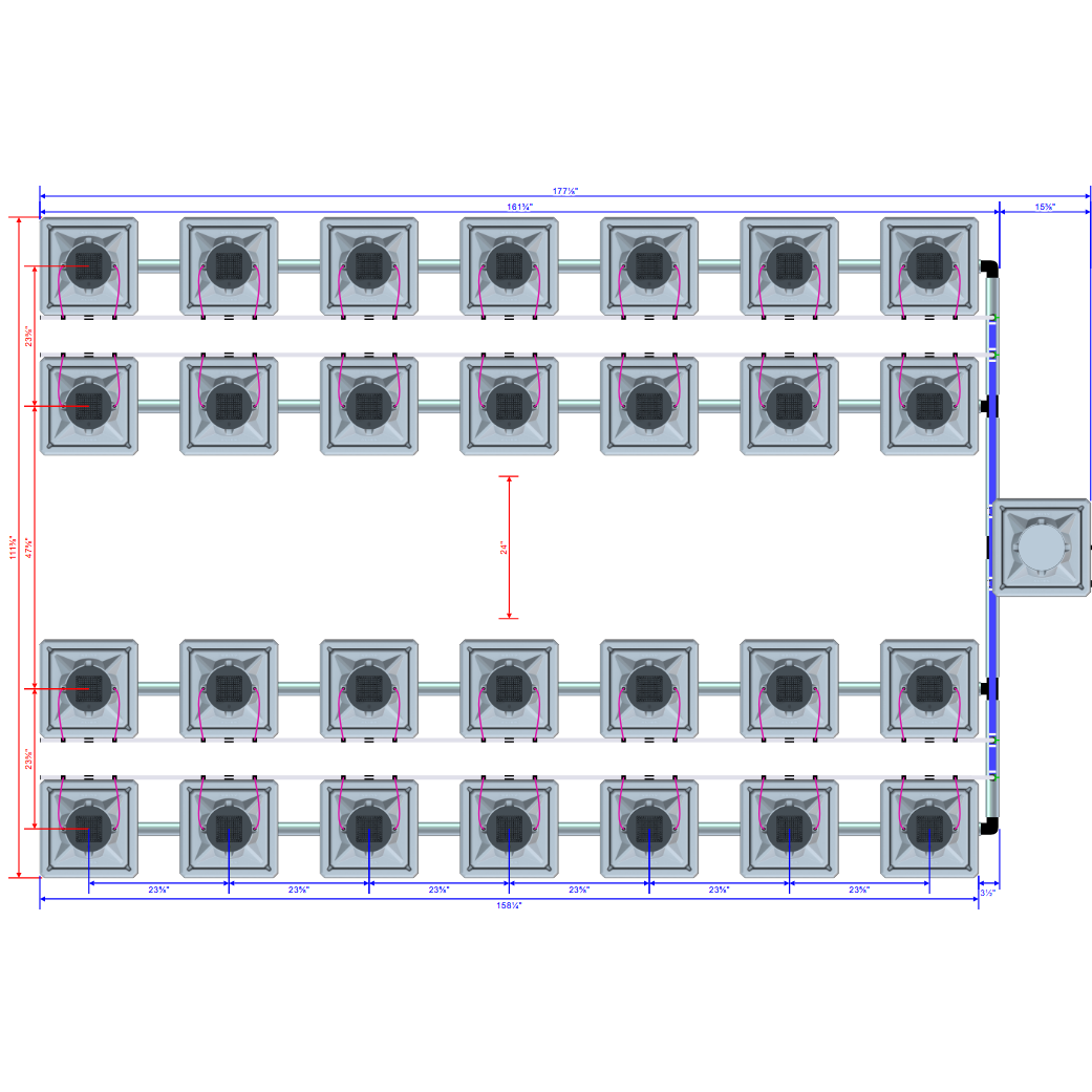 Alien Hydroponics AERO 28 Pot 4 Row Kit