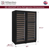 Allavino Reserva Series 317-Bottle Three Zone Tall Side-by-Side Wine Refrigerator with Black Metal Doors