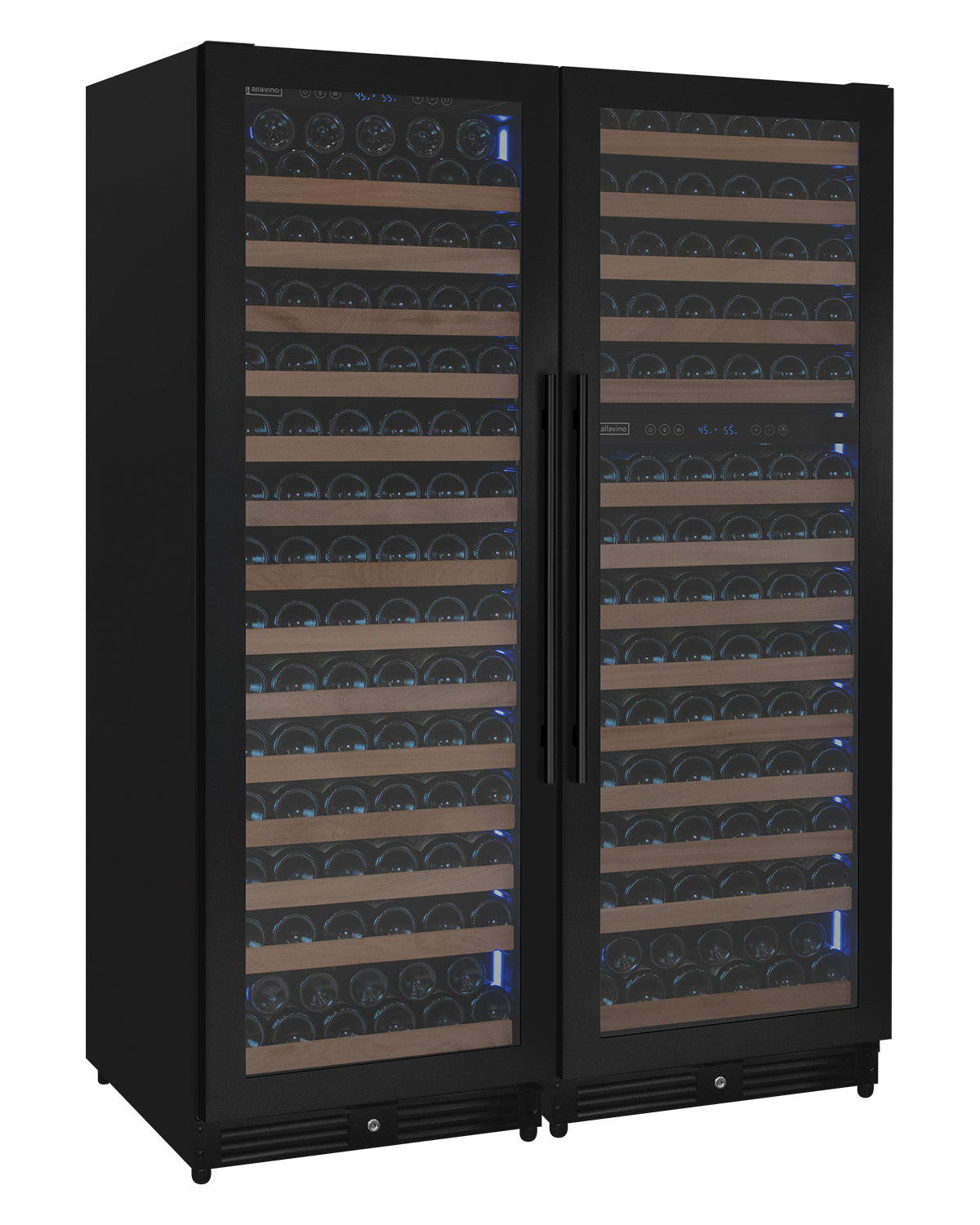 Allavino Reserva Series 317-Bottle Three Zone Tall Side-by-Side Wine Refrigerator with Black Metal Doors