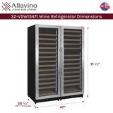 Allavino Reserva Series 317-Bottle 71" Tall Three-Zone Stainless Steel Side-by-Side Wine Refrigerator 3Z-VSW15471