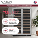 Allavino Reserva Series 317-Bottle 71" Tall Three-Zone Stainless Steel Side-by-Side Wine Refrigerator 3Z-VSW15471