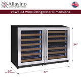 Allavino Reserva Series 102‑Bottle Three‑Zone Undercounter Wine Refrigerator Cooler with Stainless Steel Doors Side‑by‑Side 3Z‑VSW5134‑S