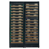 Allavino Reserva Series 134 Bottle 71" Tall Three Zone Black Side-by-Side Shallow Wine Refrigerator with Wood Front Shelves