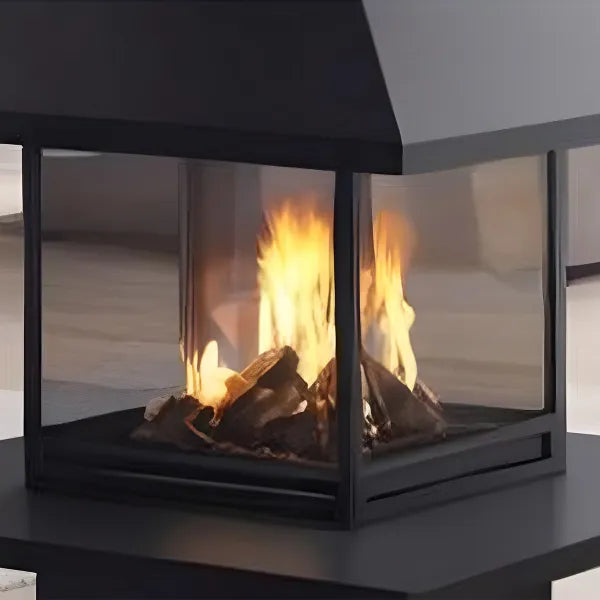 HearthArtSinn Ash 3 Square Floor-Standing Wood-Burning Fireplace with Countertop