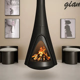 HearthArtSinn Shine 6 Luxury Indoor Hanging Fireplace Wood Burning Fireplace
