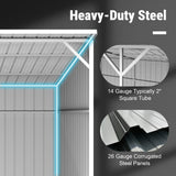 25FT × 12FT Metal Farm Shed Heavy‑Duty Steel Shelter for Driveway & Equipment