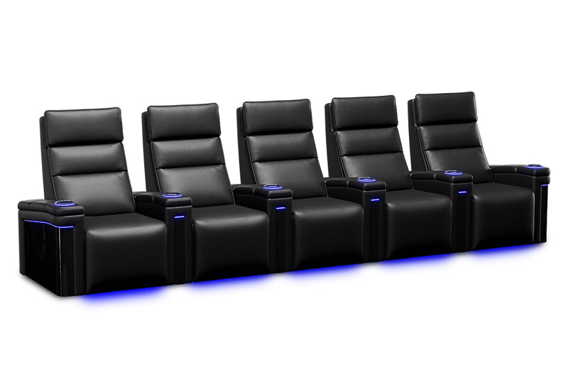 Valencia Monza Leather Home Theater Seating With Carbon Fiber Panel