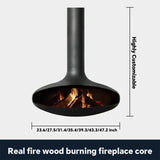 HearthArtSinn Shine 1 Luxury Hanging Disc-Shaped Real Wood Burning Fire Fireplace