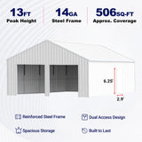 22FT × 23FT Double Garage Steel Barn Shed Cream K2223
