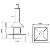 HearthArtSinn Ash 3 Square Floor-Standing Wood-Burning Fireplace with Countertop