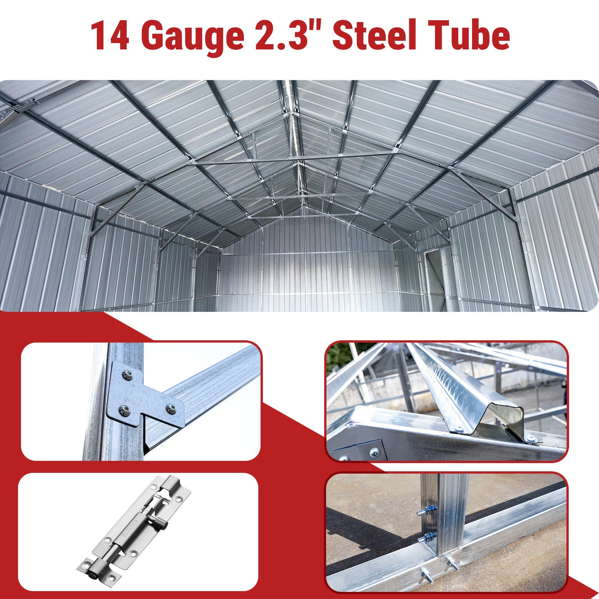 33FT × 25FT Metal Garage Barn Reinforced Steel Structure with Dual Doors