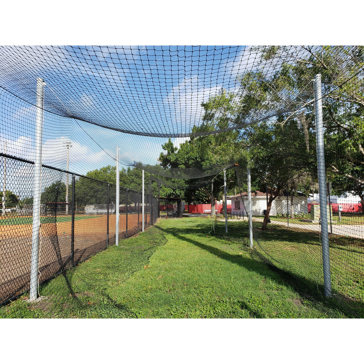 Gared Outdoor Steel Batting Cage 70′ L × 12′ W × 10′ H Heavy-Duty Training System 4086-70