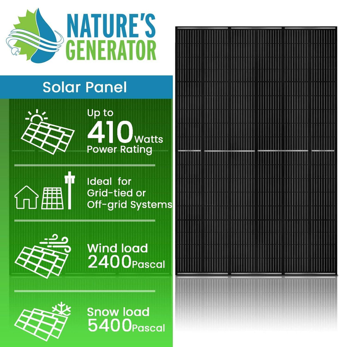 Nature's Generator 410W Monocrystalline Solar Panel (2 Pack)