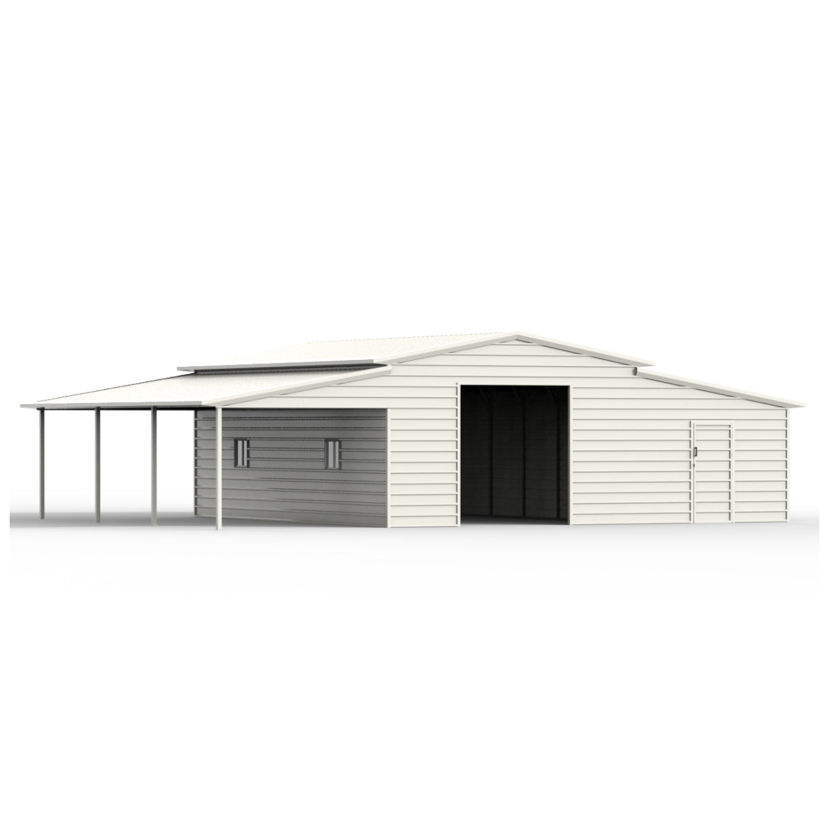 Chery Industrial 42' x 30' Vertical Steel Garage With Lean-to