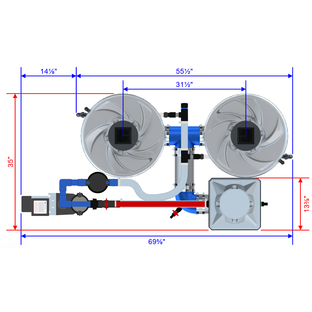 Alien Hydroponics V-SYSTEM 2 Pot 1 Row Kit