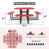 46” Square Metal Picnic Table with Umbrella Hole