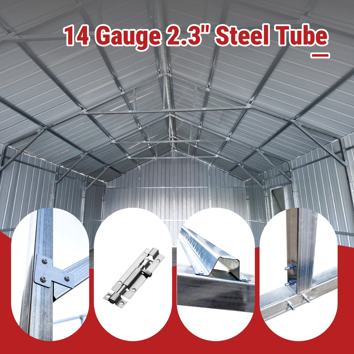 25FT × 33FT Heavy-Duty Metal Storage Shed Reinforced Steel Garage for Farm & Equipment Storage