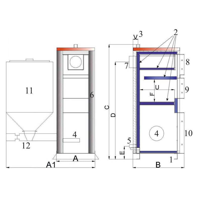 EKO DUO 55 Hybrid Boiler 200K BTU Automated Coal-Pellet Boiler