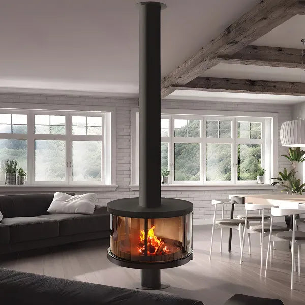 HearthArtSinn Ember 3 Modern Indoor Round Glass Real Fire Fireplace