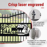 20FT × 7FT Double Wrought Iron Gate Decorative Deer Artwork Driveway Gate