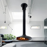 HearthArtSinn Shine 1 Luxury Hanging Disc-Shaped Real Wood Burning Fire Fireplace